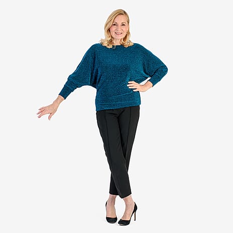 La Marey Glitter Blouse (Size M) - Black with Blue Gliter