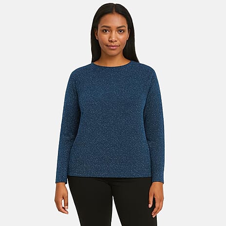La Marey Glitter Blouse (Size XXL) - Black with Blue Gliter
