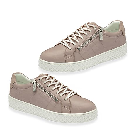 Lotus Stressless Soul Leather Lace-Up Trainers Shoes with Side Zip  (Size 3) - Pink