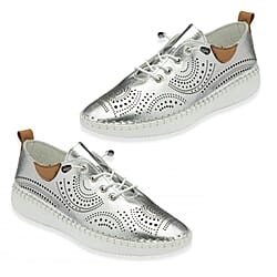 Lotus Tassia Ladies Leather Lace-Up Trainers with Perforated Detail