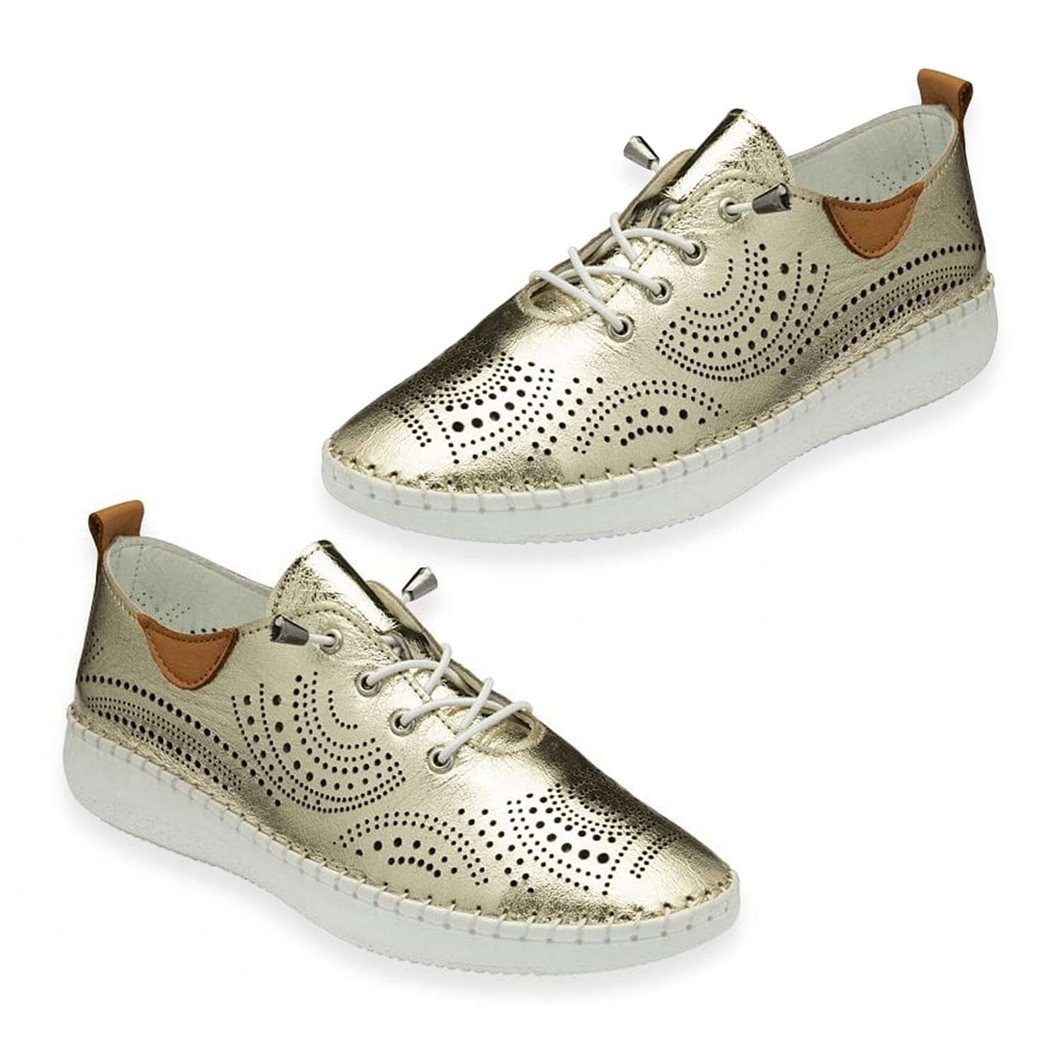 Lotus Tassia Ladies Leather Lace-Up Trainers with Perforated Detail