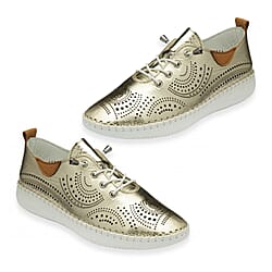 Lotus Tassia Ladies Leather Lace-Up Trainers with Perforated Detail