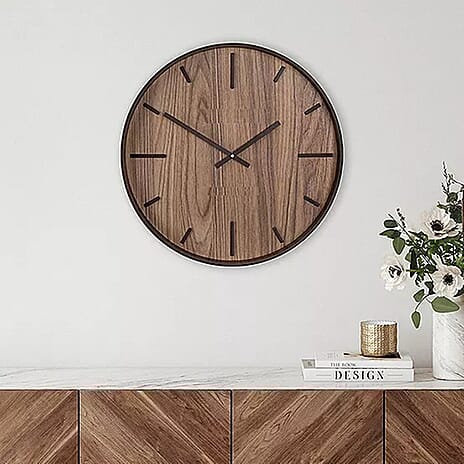 Harringbone Dial Analogue Wall Clock - Brown