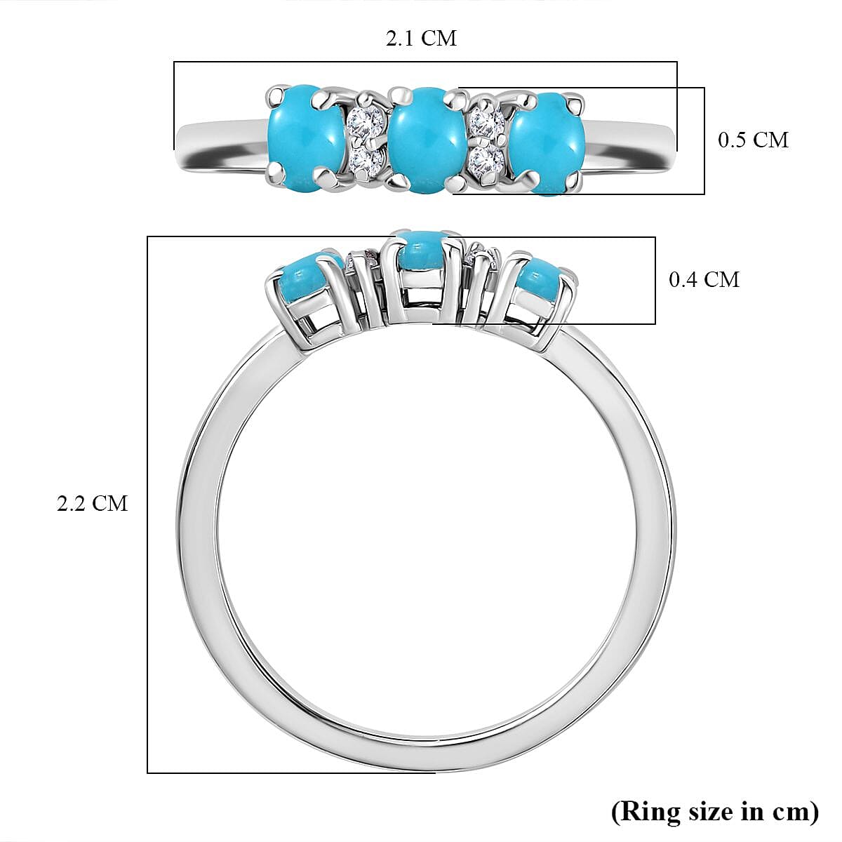 Three Stone Ring in Sterling Silver