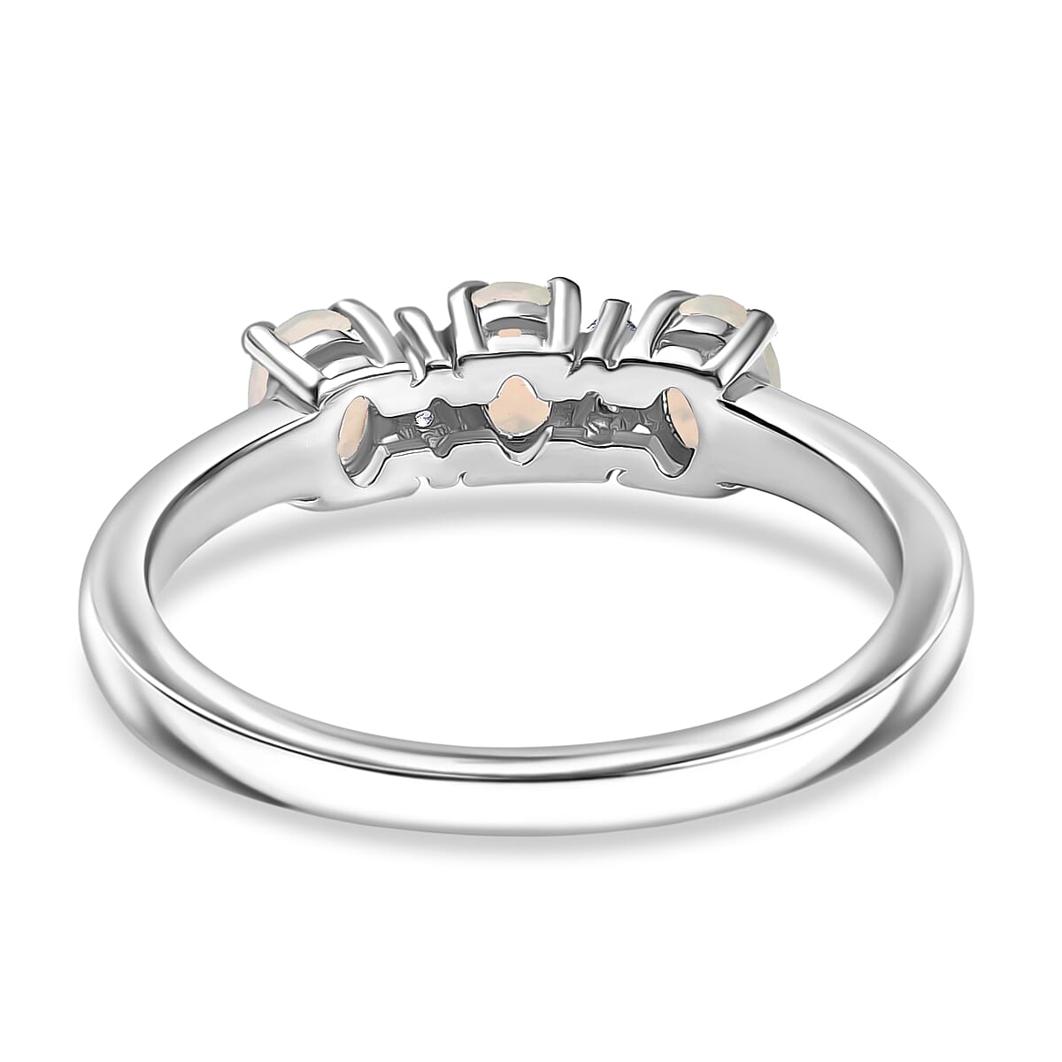 3 Stone Ring in Platinum Overlay Sterling Silver