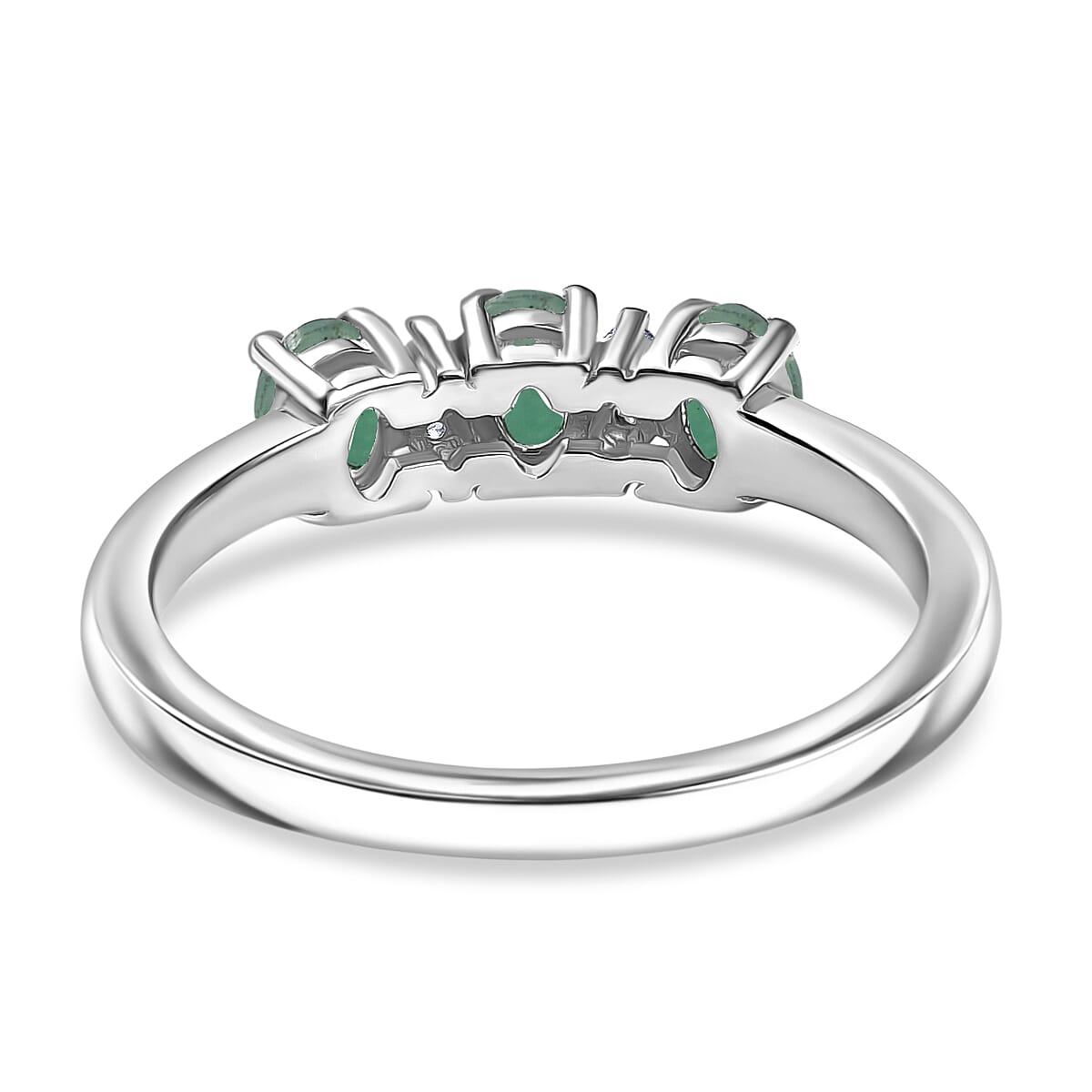 3 Stone Ring in Platinum Overlay Sterling Silver