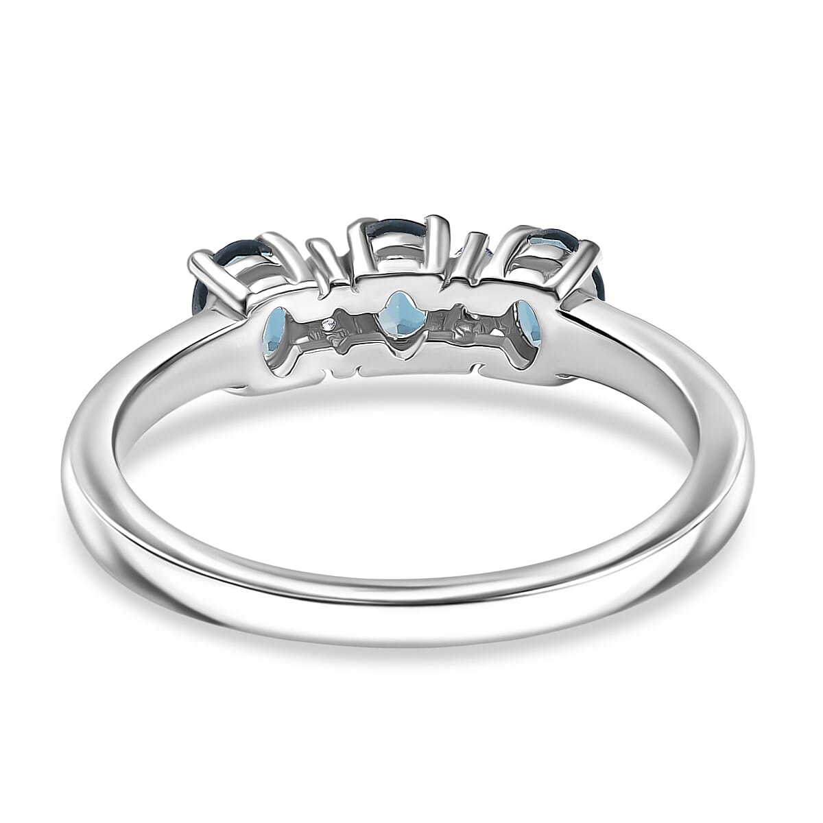 3 Stone Ring in Platinum Overlay Sterling Silver