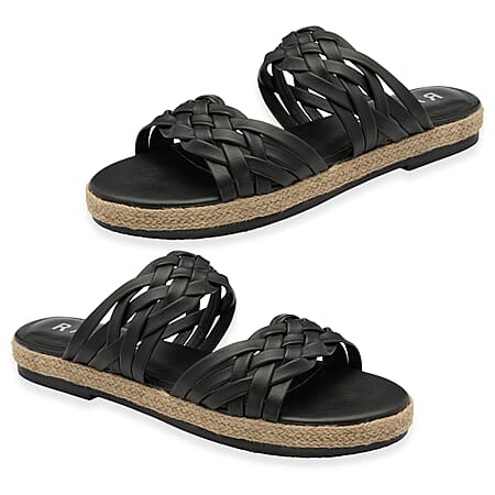 Ravel Women's Levens Black Leather Slip-On Sandals