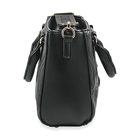 Heart and Soul Valentino Orlandi Quilted Top Handle Shoulder Bag with Adjustable Strap - Black