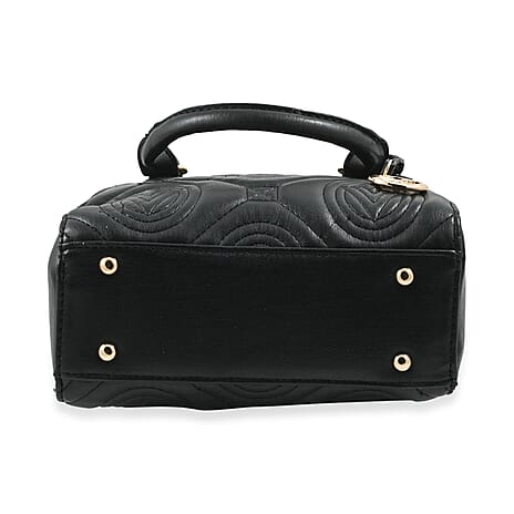 Heart and Soul Valentino Orlandi Quilted Top Handle Shoulder Bag with Adjustable Strap - Black