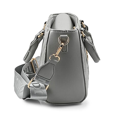 Heart and Soul Valentino Orlandi Quilted Top Handle Shoulder Bag with Adjustable Strap - Light Grey
