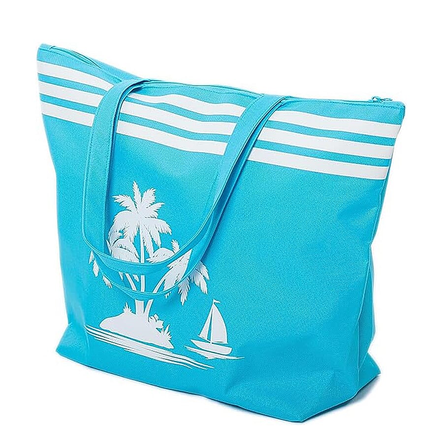 Palm Tree Shopper Bag - Blue