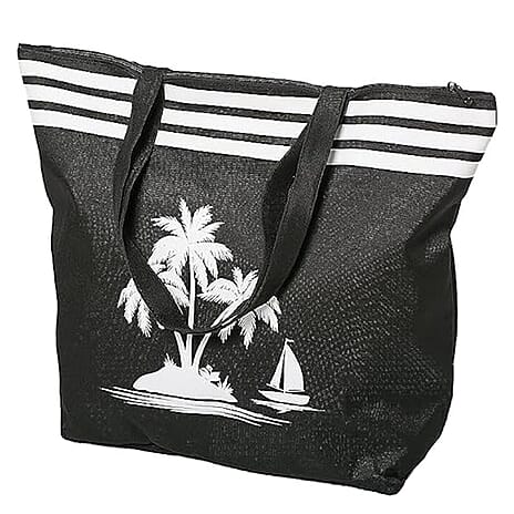 Palm Tree Shopper Bag - Black