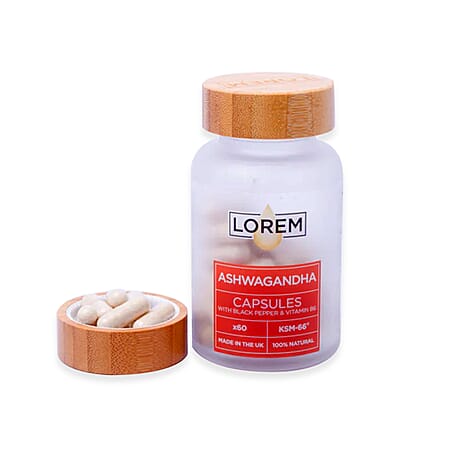 Lorem Ashwagandha Capsules with Black Pepper - Vitamin B6 - 60 Capsules