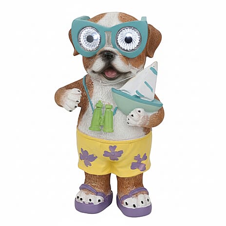 Solar Standing BullDog Garden Ornament - Red