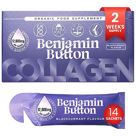 Benjamin Button 12,000mg Marine Collagen Liquid Sachets - Blackcurrant Flavour (14 Sachets)