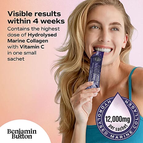 Benjamin Button 12,000mg Marine Collagen Liquid Sachets - Blackcurrant Flavour (14 Sachets)