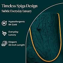 9K Yellow Gold Spiga Necklace (Size 20) with Lobster Clasp