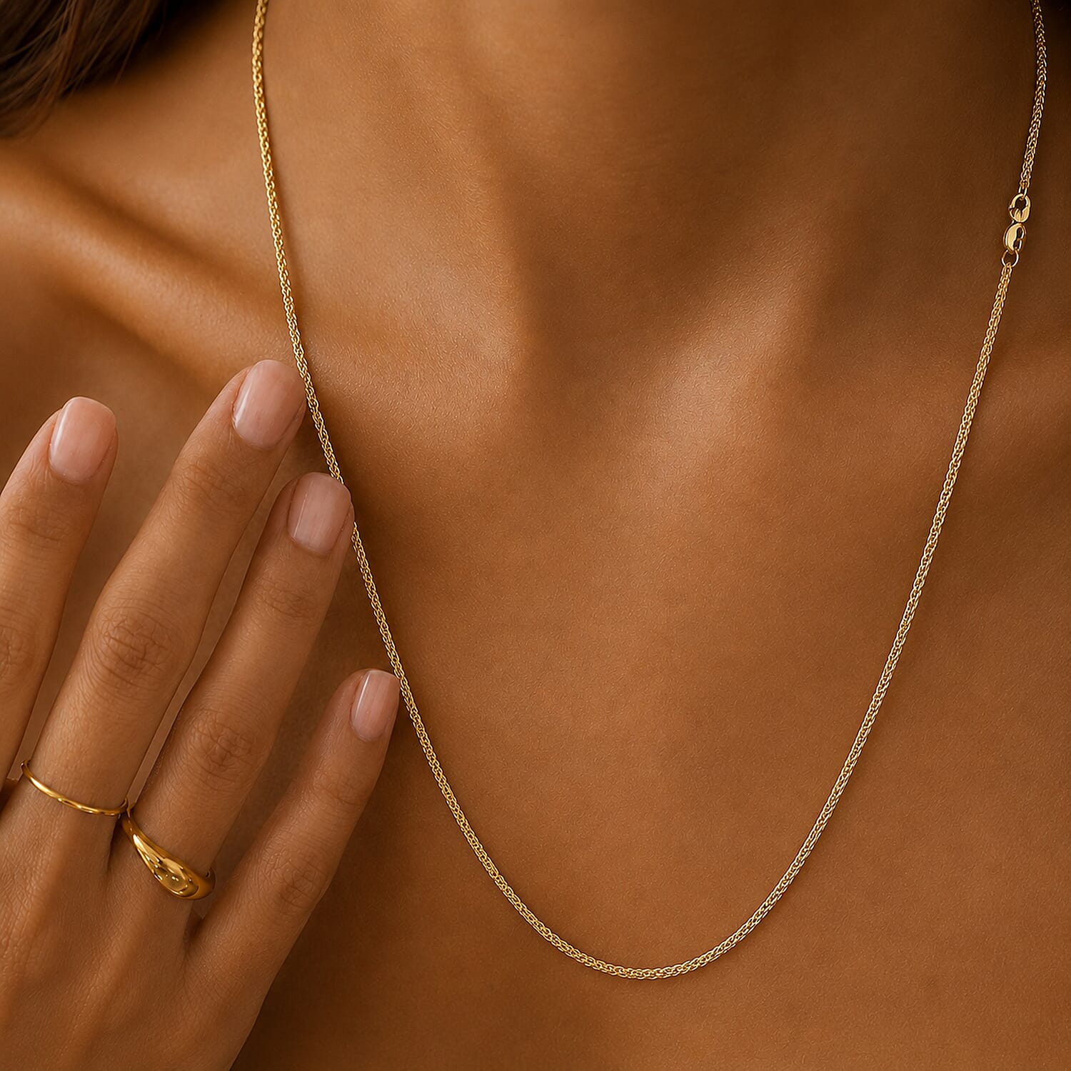 9K Yellow Gold Spiga Necklace (Size 18)