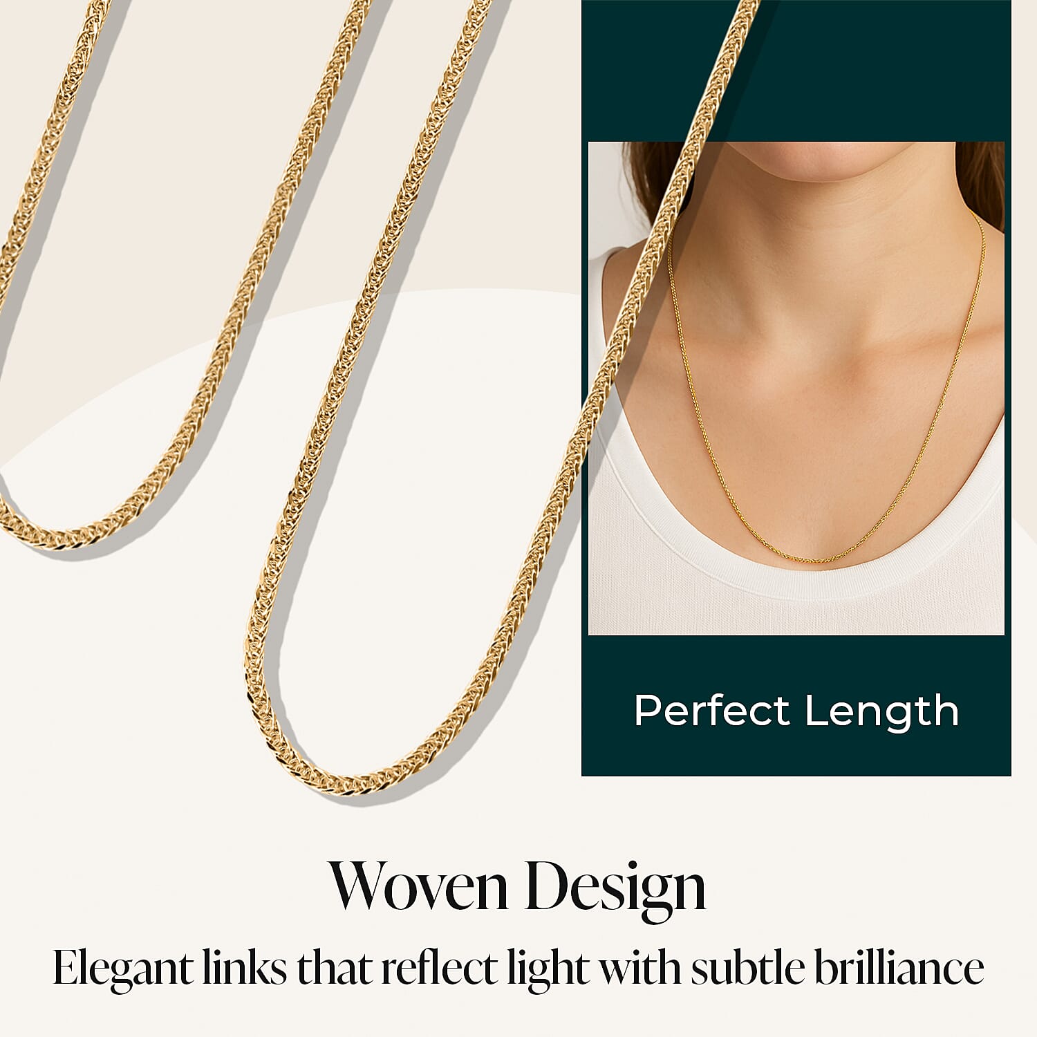 9K Yellow Gold Spiga Necklace (Size - 24) with Lobster Clasp