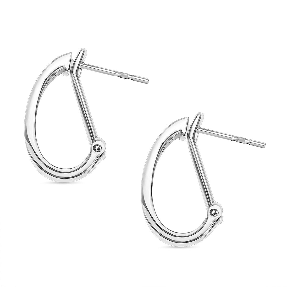 Luxuriant Diamond Lab Grown Diamond (SI-G-H) J Hoop Half Hoop Earring in Rhodium Overlay Sterling Silver. 0.500ct