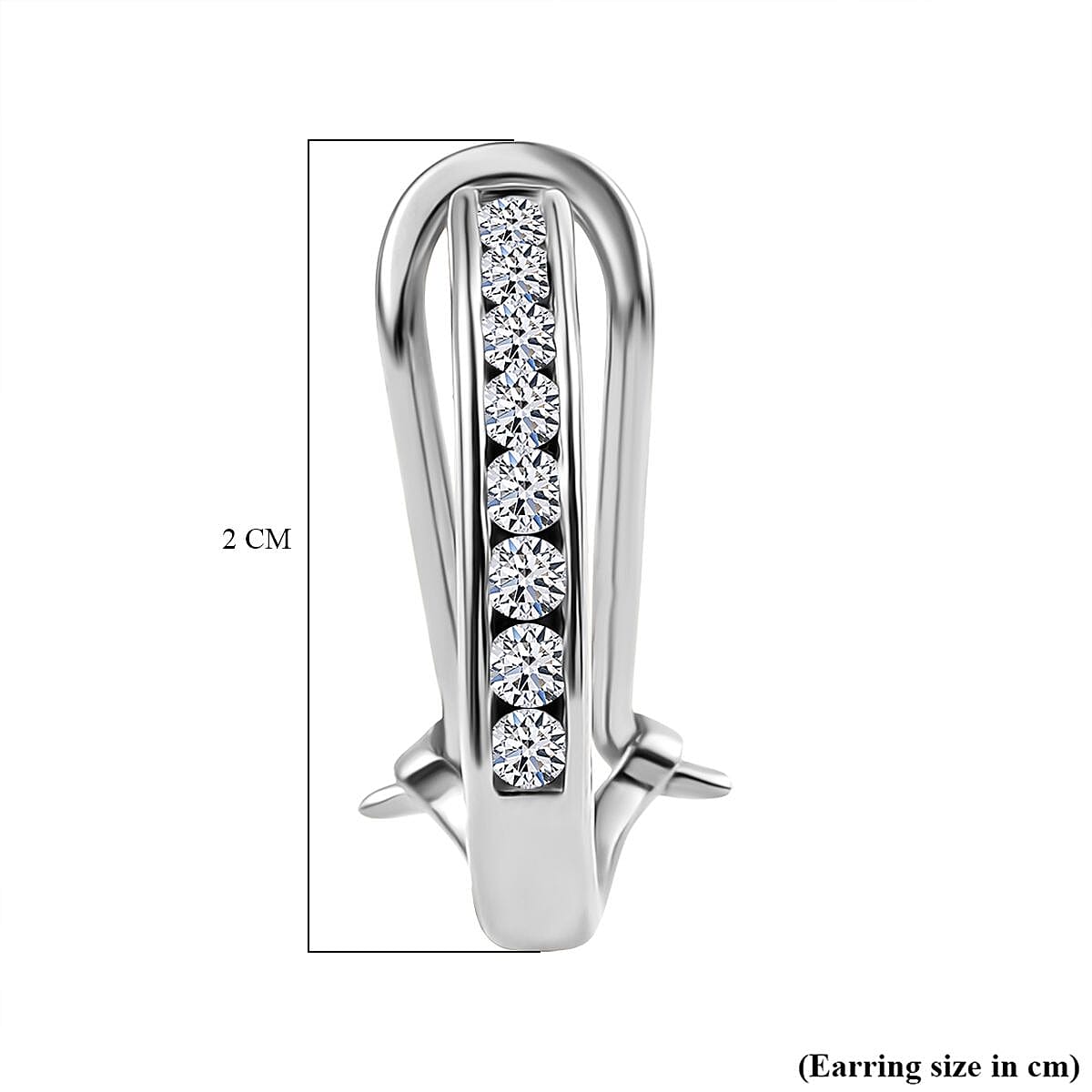 Luxuriant Diamond Lab Grown Diamond (SI-G-H) J Hoop Half Hoop Earring in Rhodium Overlay Sterling Silver. 0.500ct