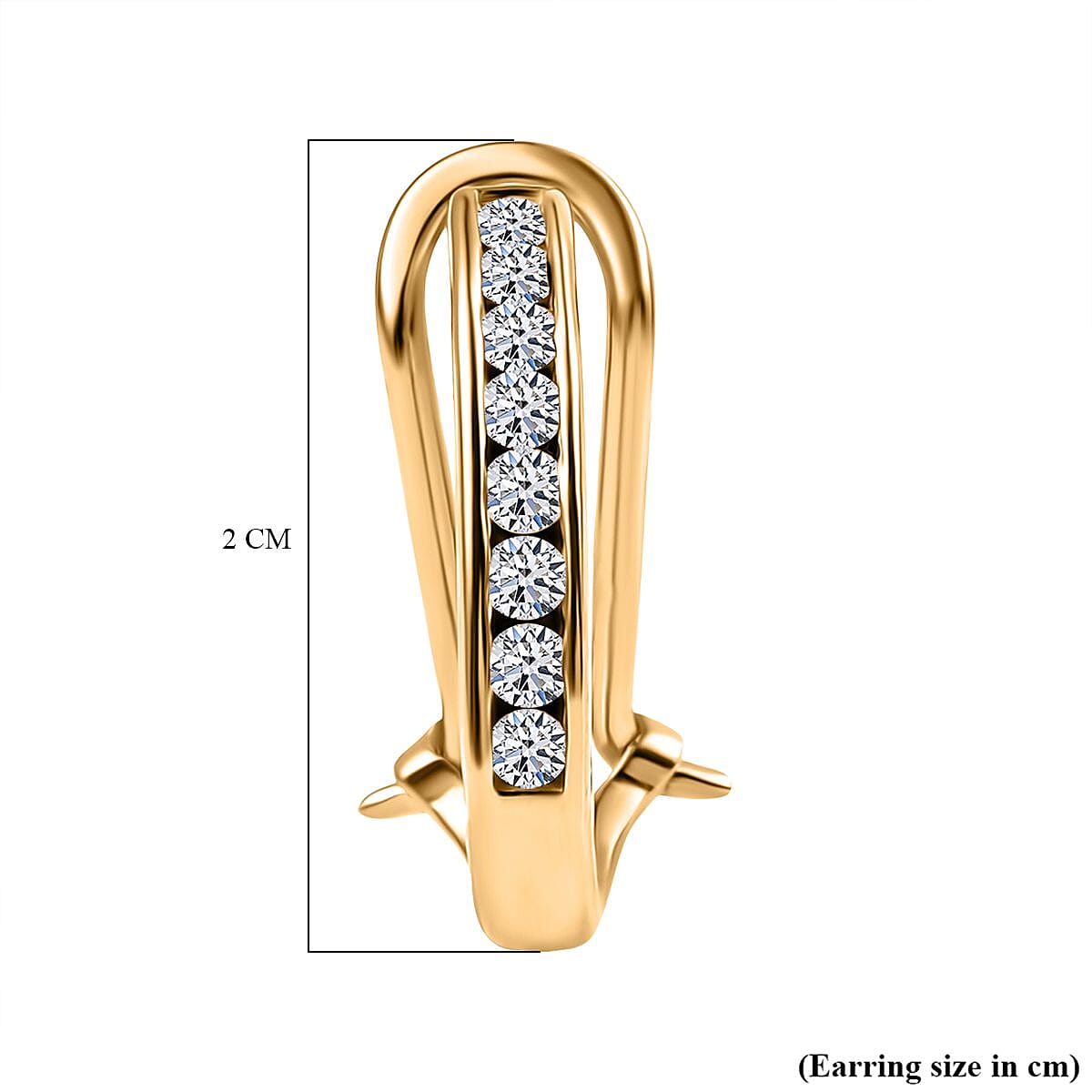 Luxuriant Diamond Lab Grown Diamond (SI-G-H) J Hoop Half Hoop Earring in 18K Vermeil Yellow Gold Plated Sterling Silver 0.50 cts
