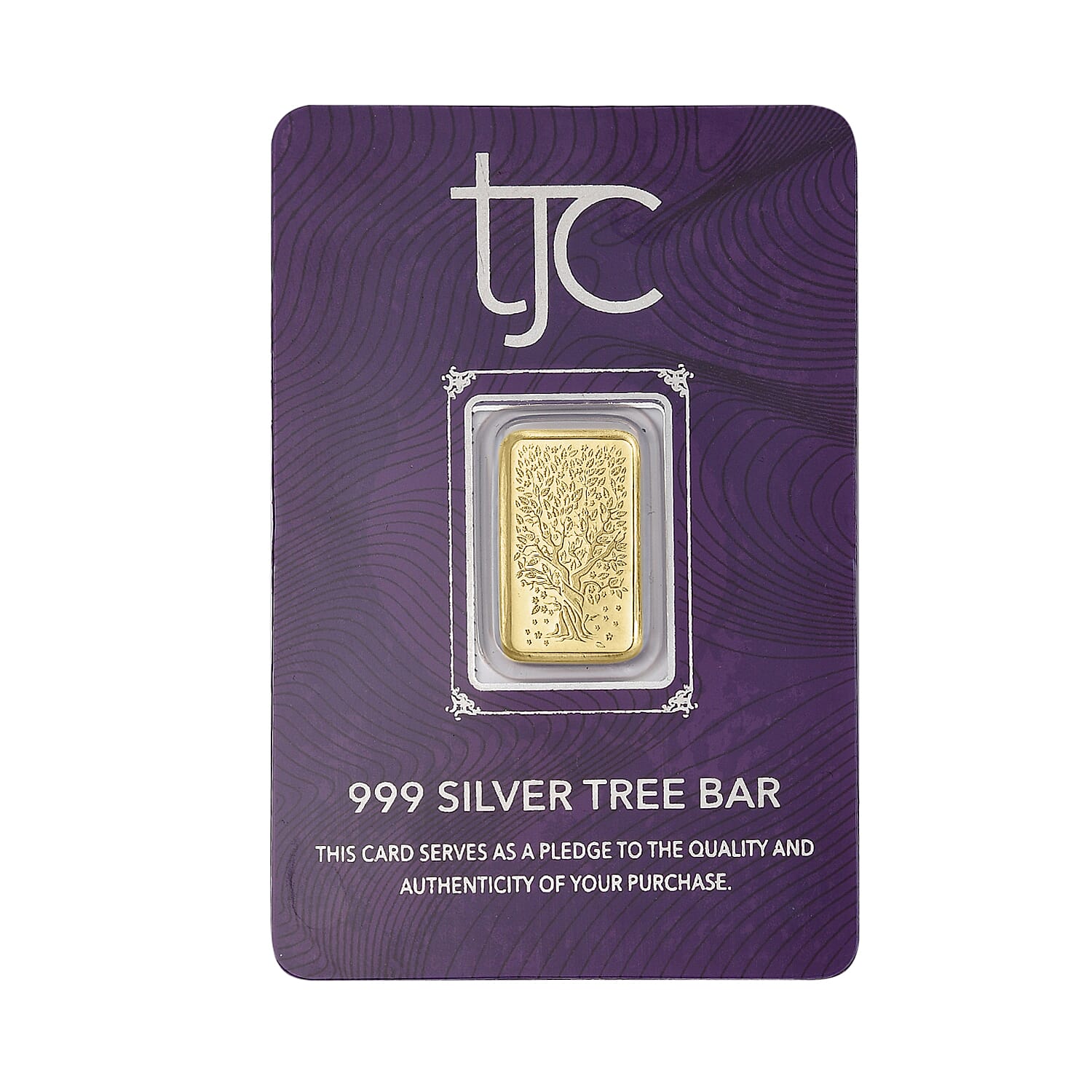 Yellow Gold Plated Pure 999 Silver Tree Bar Yellow Gold Plated Pure 999 Silver Tree Bar