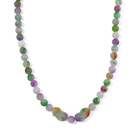 Enhanced Multi Jade Pixiu Necklace (Size - 20) in Yellow Gold Plated Sterling Silver 400.00 Ct.