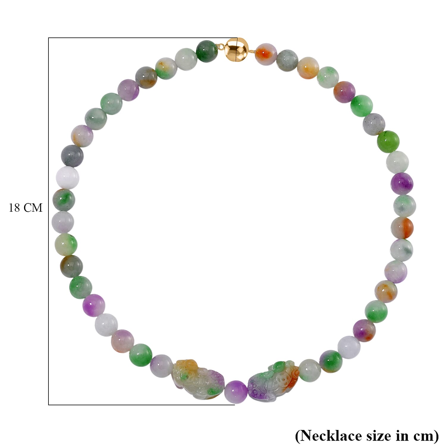 Enhanced Multi Jade Pixiu Necklace (Size - 20) in Yellow Gold Plated Sterling Silver 400.00 Ct.