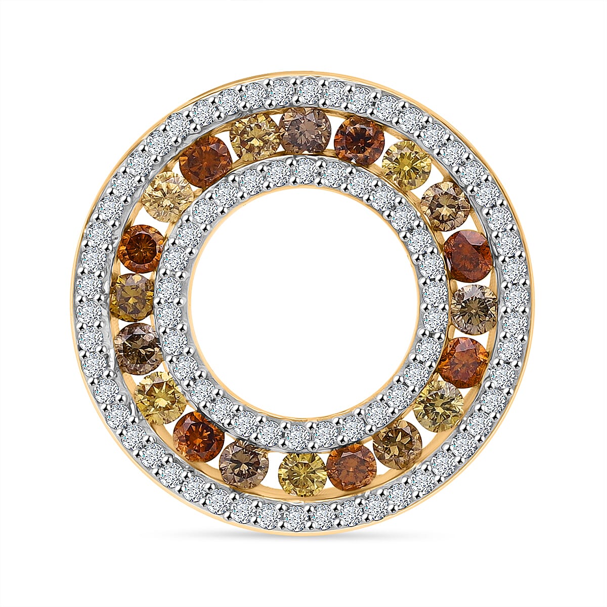 Biggest Close Out Deal- 9K Yellow Gold SGL Certified SI-I1 Natural Multi Colour Intense (Green, Champagne, Yellow ) Diamond  and White Diamond Pendant 1.00 Ct.