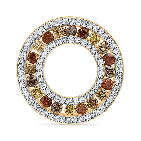 Biggest Close Out Deal- 9K Yellow Gold SGL Certified SI-I1 Natural Multi Colour Fancy Intense (Green, Champagne, Yellow ) Diamond  and White Diamond Pendant 1.00 Ct.