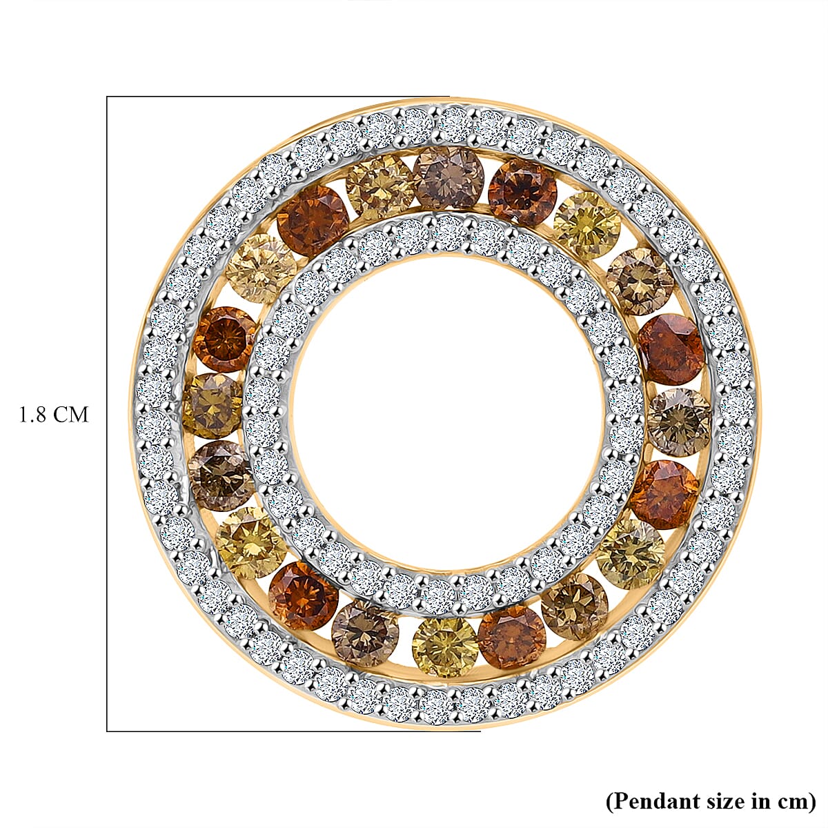 Biggest Close Out Deal- 9K Yellow Gold SGL Certified SI-I1 Natural Multi Colour Intense (Green, Champagne, Yellow ) Diamond  and White Diamond Pendant 1.00 Ct.