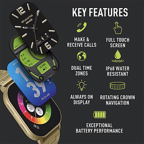Reflex Active AMOLED Series 29 Gold Smart Calling Watch