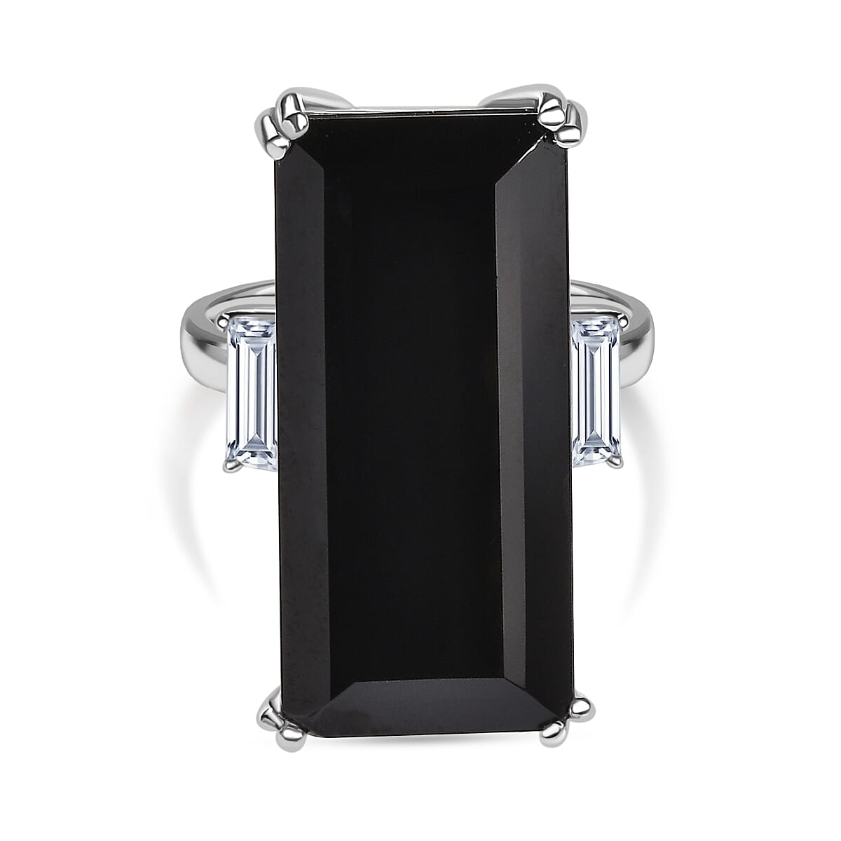 Black Spinel & White Topaz Solitaire Ring 31.01 Ct.