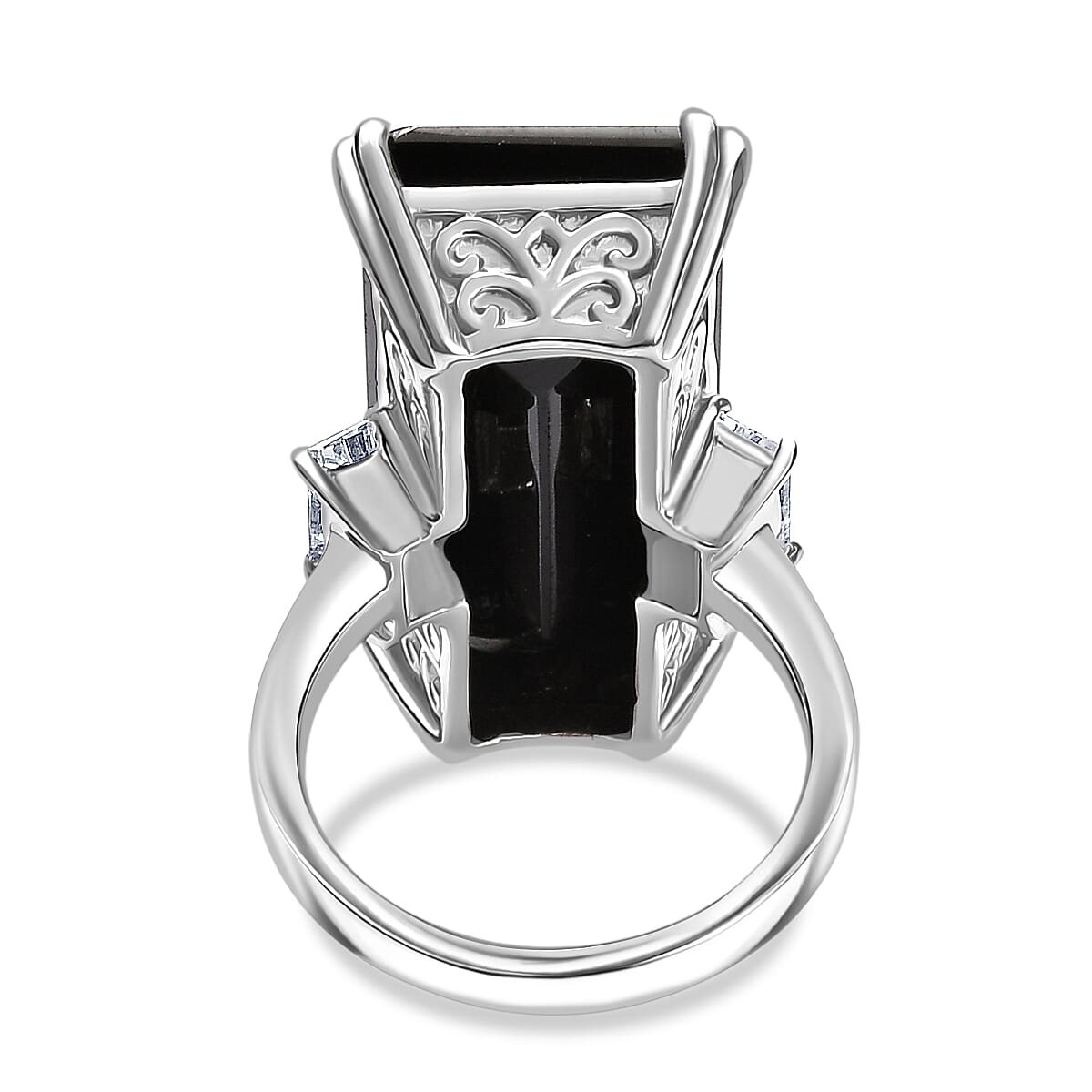 Black Spinel & White Topaz Solitaire Ring 31.01 Ct.