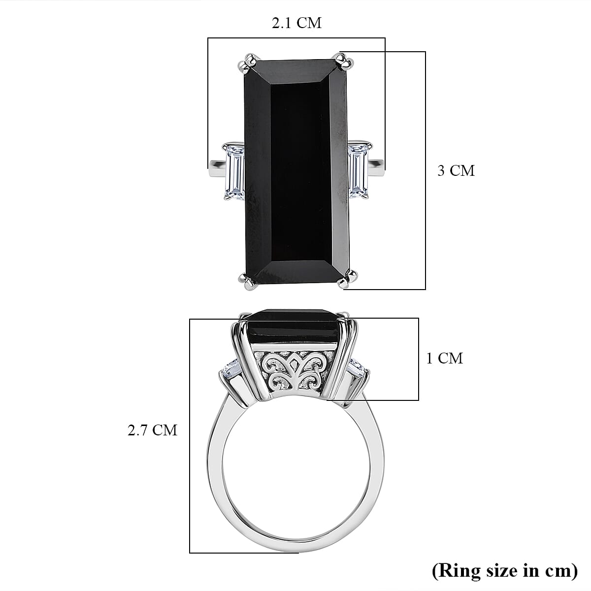 Black Spinel & White Topaz Solitaire Ring 31.01 Ct.