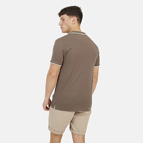 Brave Soul Mens Cotton Open Collar Polo T-Shirt (Size XXL) - Taupe