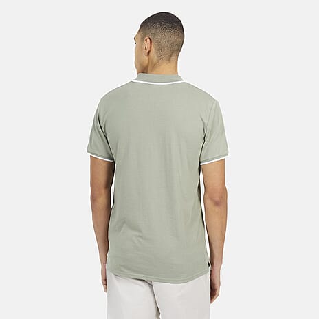 Brave Soul Mens Cotton Open Collar Polo T-Shirt (Size S) - Sage