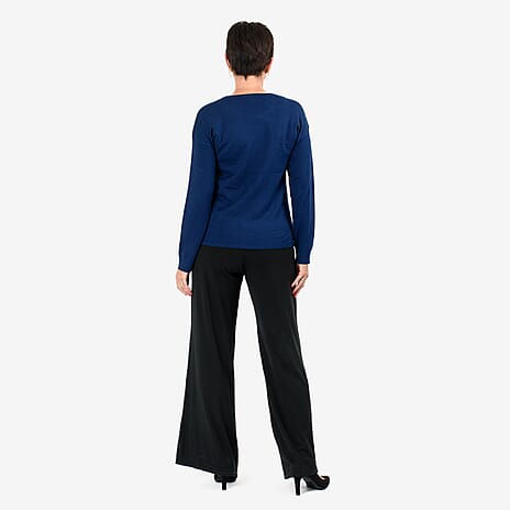 THE DIAMANTE LUXURY - Mudflower Diagonal Heatsealed Diamonte Jumper (Size S) - Navy