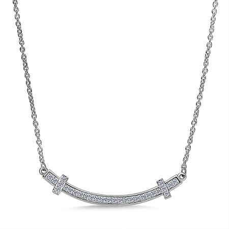 Moissanite Necklace (Size - 18) in Rhodium Overlay Sterling Silver