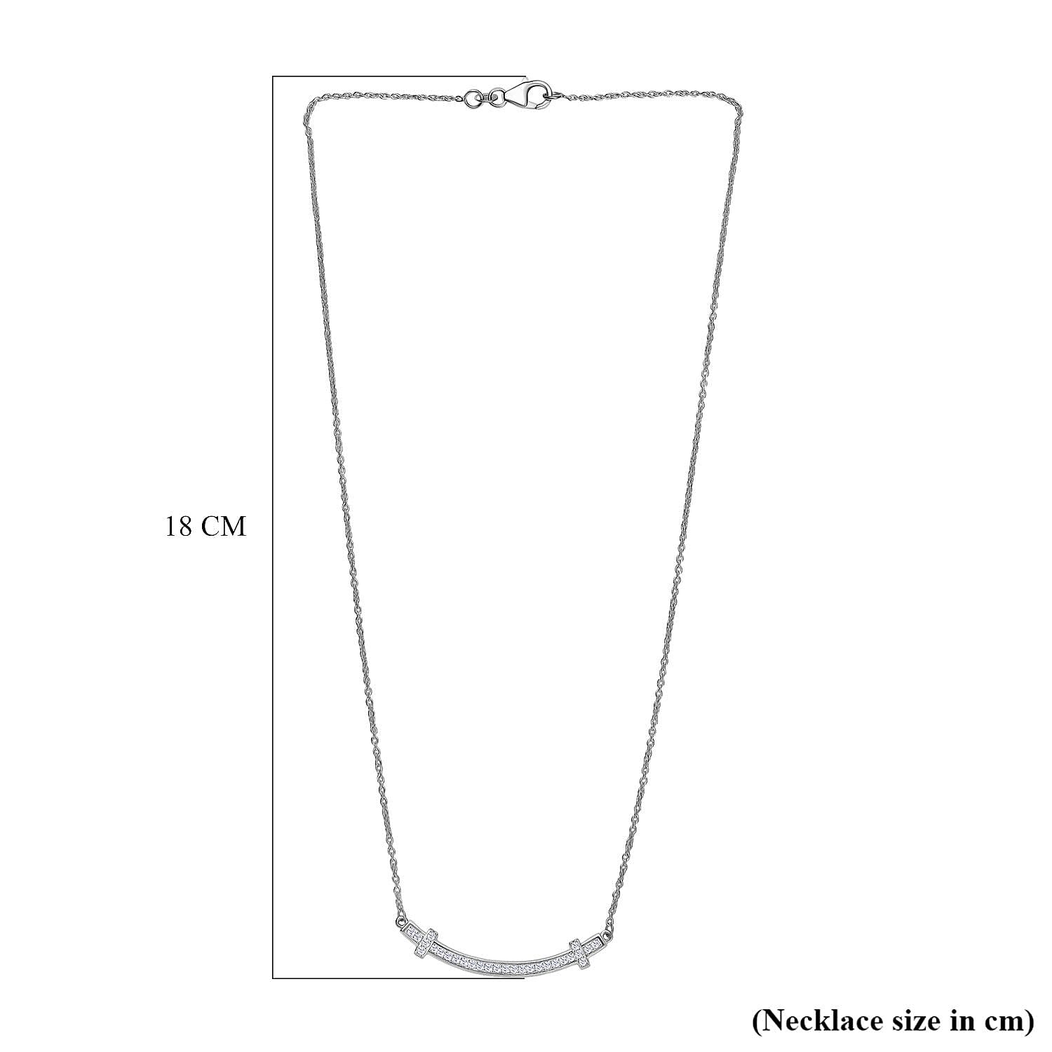 Moissanite Necklace (Size - 18) in Rhodium Overlay Sterling Silver Moissanite Necklace (Size - 18) in Rhodium Overlay Sterling Silver
