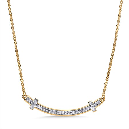 Moissanite Necklace (Size - 18) in 18K Vermeil Yellow Gold Plated Sterling Silver