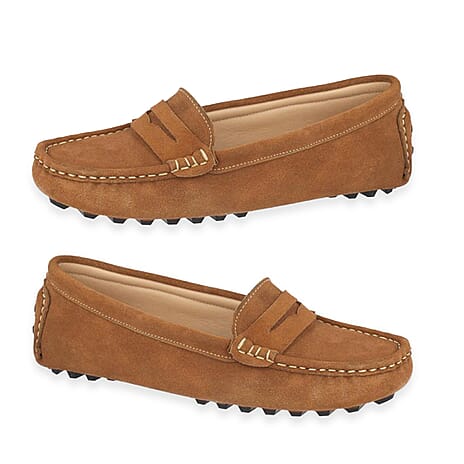 Down to Earth Genuine Leather Ladies Shoe (Size - 5) - Tan
