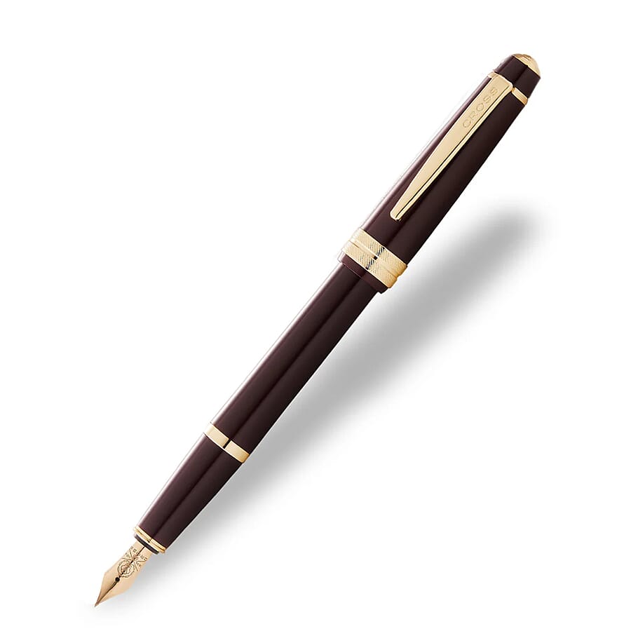 Cross Bailey Light Polished Burgundy Resin and Gold Tone Medium Nib Fountain Pen