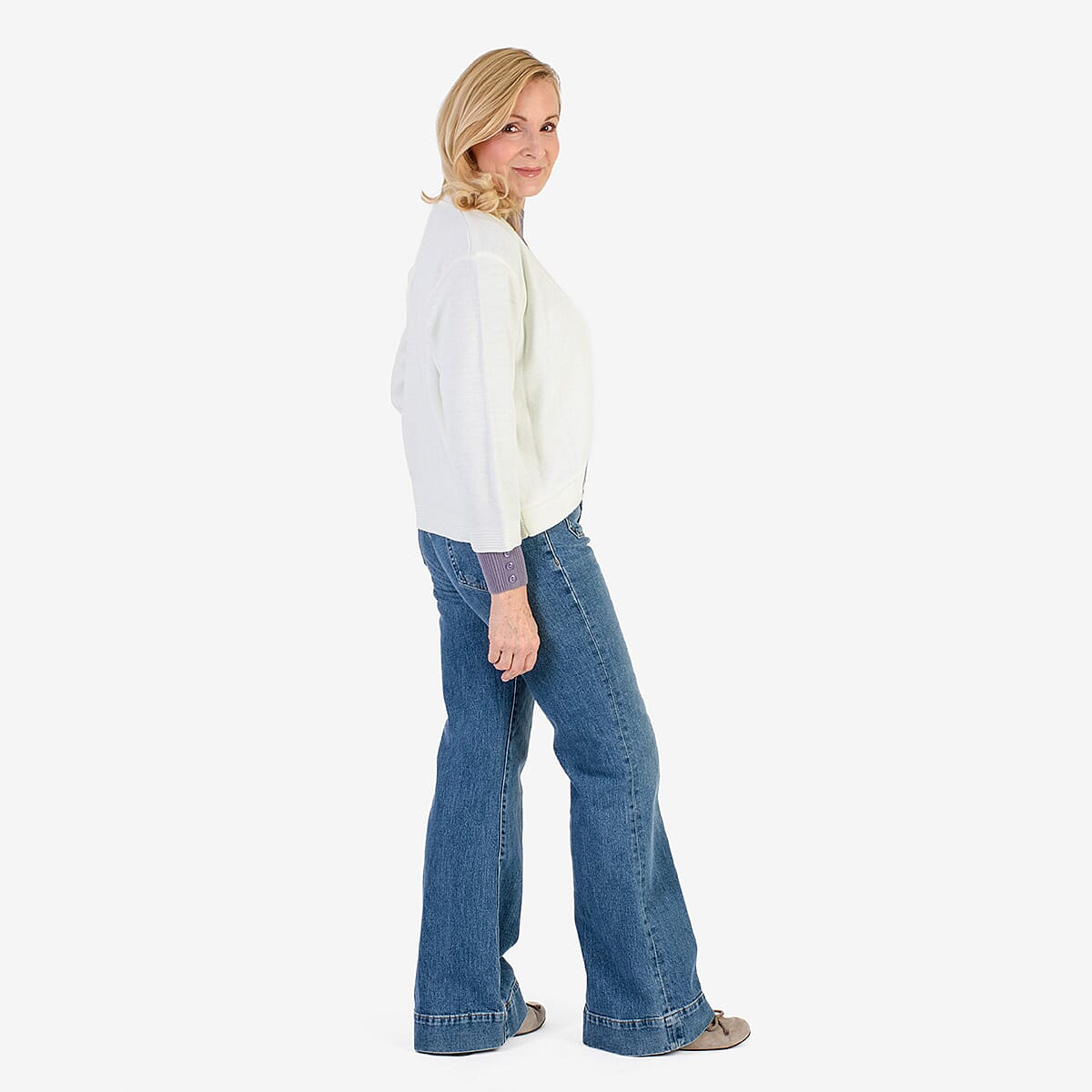 Pure And Natural Acrylic Cardigan (Size S to M) - Winter White