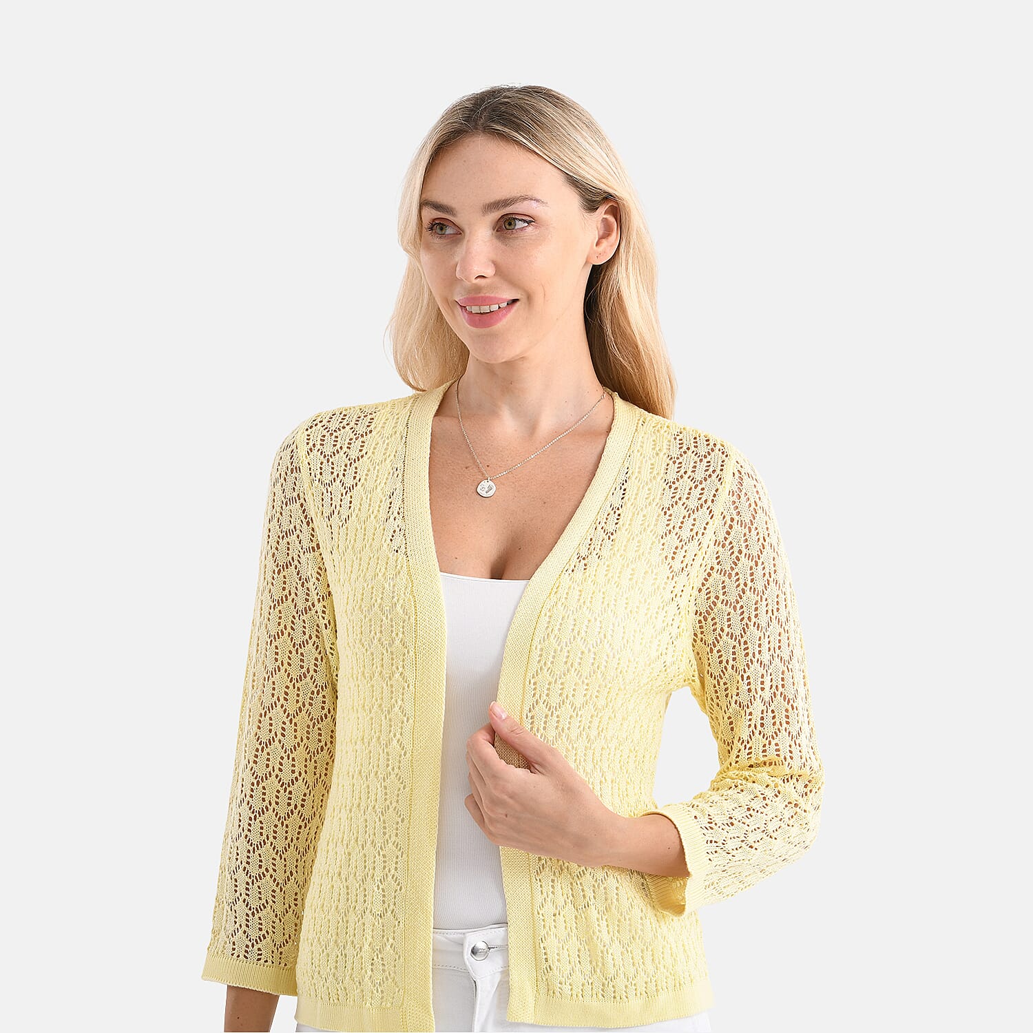 LA MAREY Womens Lace Bolero&nbsp;(Size XXL) - Cheese White