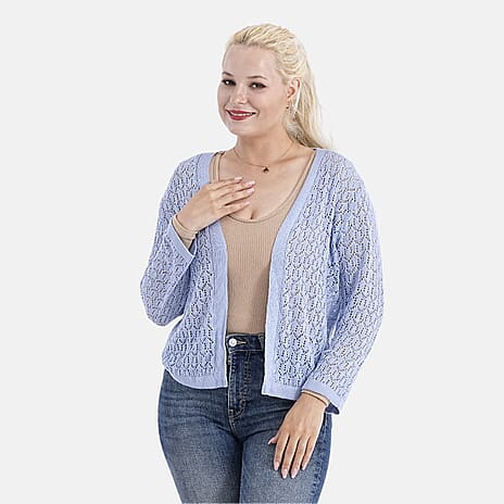 LA MAREY Womens Lace Bolero (Size L) - Azurite