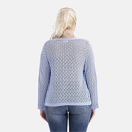 LA MAREY Womens Lace Bolero (Size L) - Azurite