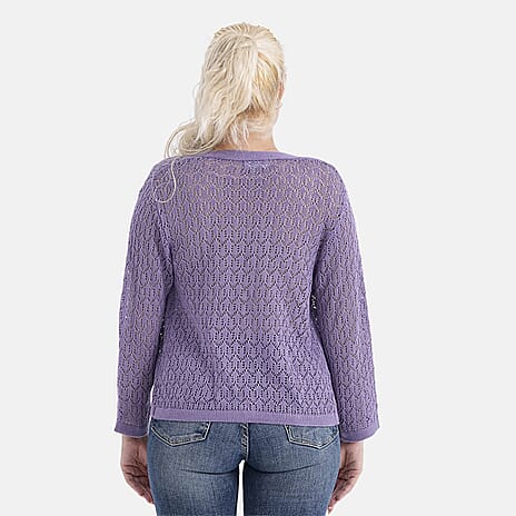 LA MAREY Womens Lace Bolero (Size M) - Purple